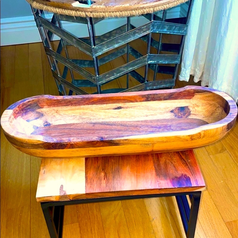 Rustic Wooden Serving Bowl - Picture 5 of 16